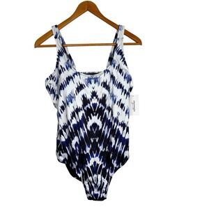 Swimsuits For All Women One Piece 20 Blue Tie Dye Built In Bra Thick Strap